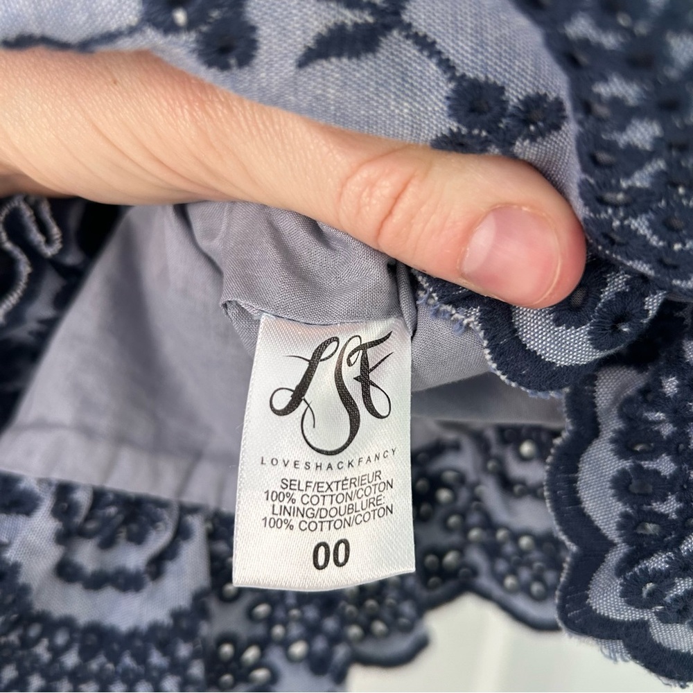 Loveshackfancy Chambray And Navy Embroidered Flor… - image 6